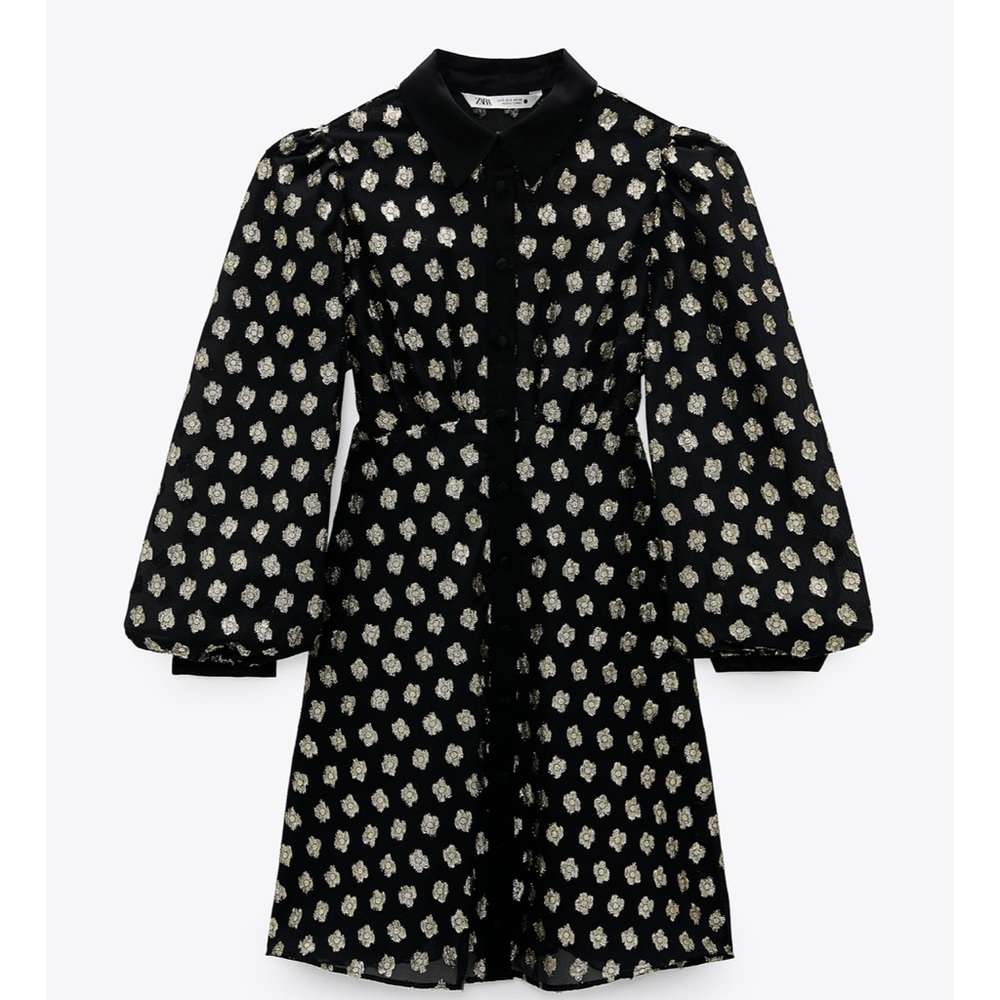 ZARA Metallic thread shirt dress